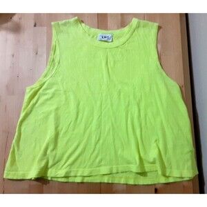 LNA Women highlighter yellow Crop Tank Top Size S Lose Fit 100% cotton